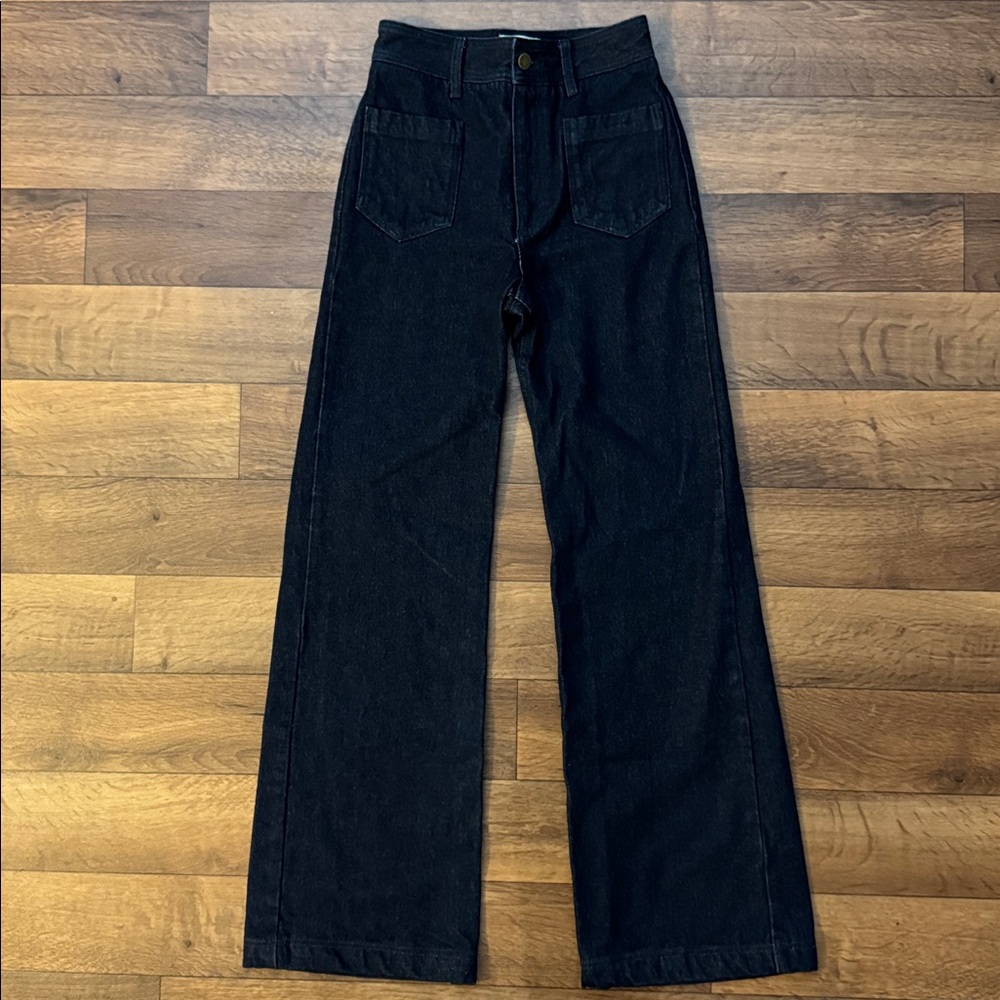 Sezane Size FR 34 / US 2 Dark Denim Jeans 100% Cotton High Rise Straight Leg Lux